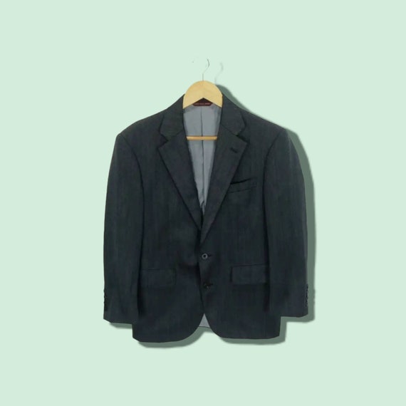 Vintage 2000's CHAPS Ralph Lauren Blazer RL Smart Formal Coat Wool Blazer Famous Designer Grey Size Small