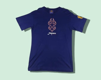 Camiseta vintage de la selección japonesa de fútbol de 1996, azul samurái, con puntadas sencillas, azul, talla mediana
