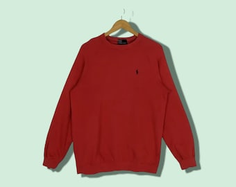 Vintage 90's POLO RALPH LAUREN Plain Sweatshirt Ralph Lauren Pullover Jumper Polo Rl Crewneck Red Size  Large