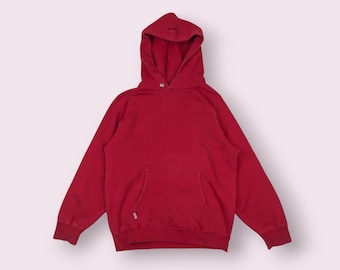 Vintage 90's BIG JOHN Japan Orange Plain Hoodie Big John Pullover Jumper Orange Size Small