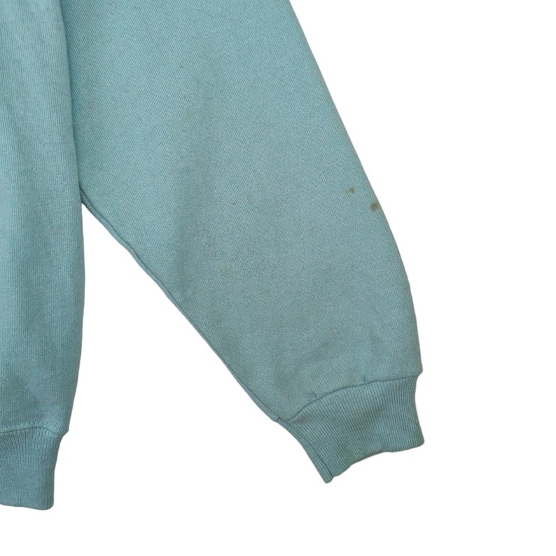 Puede incluir: Una sudadera de color azul claro con manga larga y pu&ntilde;o de canal&eacute;. La sudadera tiene algunas manchas peque&ntilde;as.