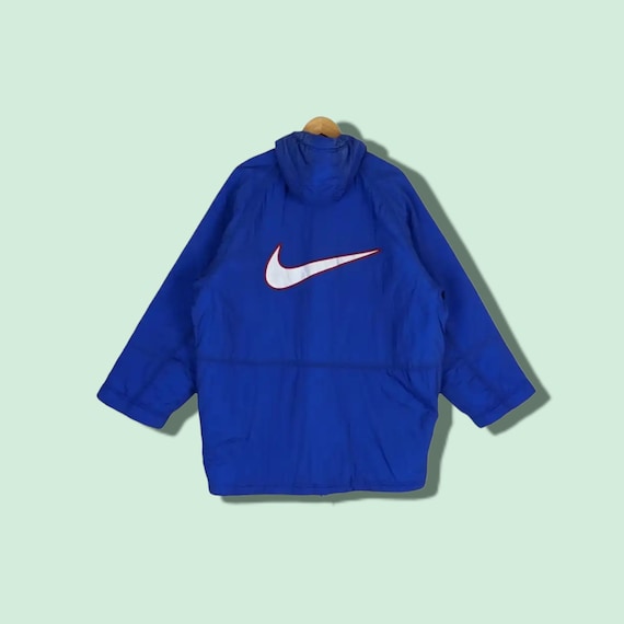 Vintage 90's NIKE Swoosh Big Logo Raincoat Parka Jacket Hoodie Nike Longline  Jacket Nike Longline Padded Hoodie Long Parka Blue Size Medium -  Canada