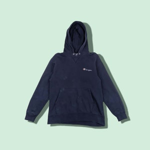 Vintage 90&#39;s CHAMPION Plain Hoodie Champion Pullover Champion Sweater Made In USA Navy Women Size Medium