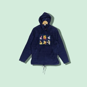 Vintage 2000's DISNEY STORE Hoodie Winnie The Pooh Fleece Hoodie Winnie Pooh Sweatshirt Disney Jumper Cartoon Blue Size Small