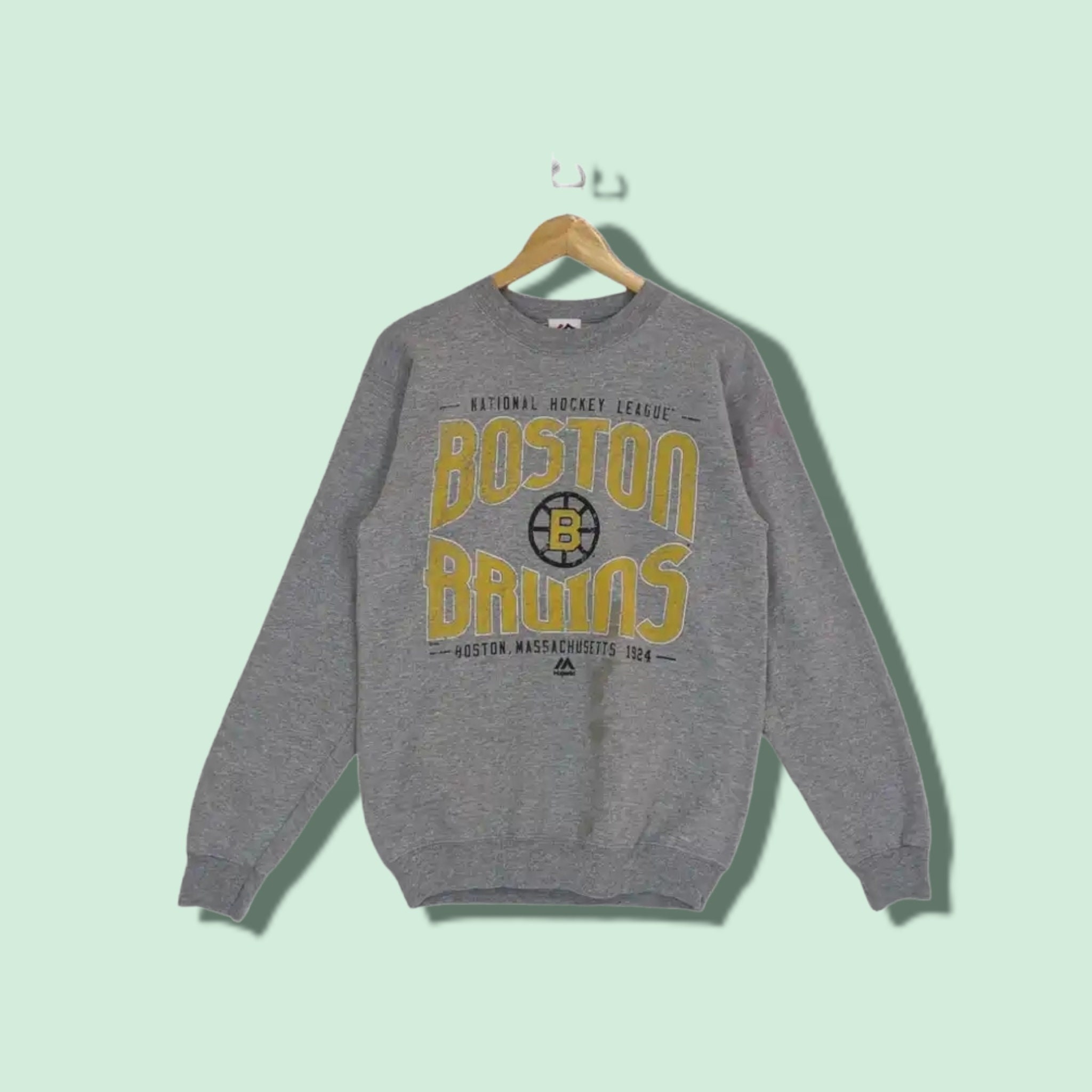 Boston Hockey Vintage Bruins Style Hoodie Hooded Sweatshirt Mens Medium  FREESHIP