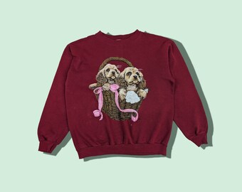 トップス vintage Hanes dog sweat 90'S Hanes Dog Pattern Animal Sweatshirt Trainer Men's L