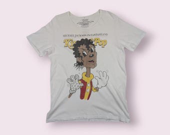 Vintage 2000's MICHAEL JACKSON King Of Pop Rolling Stone T-Shirt Michael Jackson Tee Rolling Stone Magazine Tee Rap Tee White Size Large