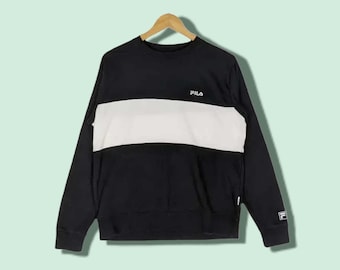 Vintage 2000's FILA Multicolor Sweatshirt Fila Jumper Fila Pullover Fila Crewneck Fila Sweater Mutlticolor Black White Size Small