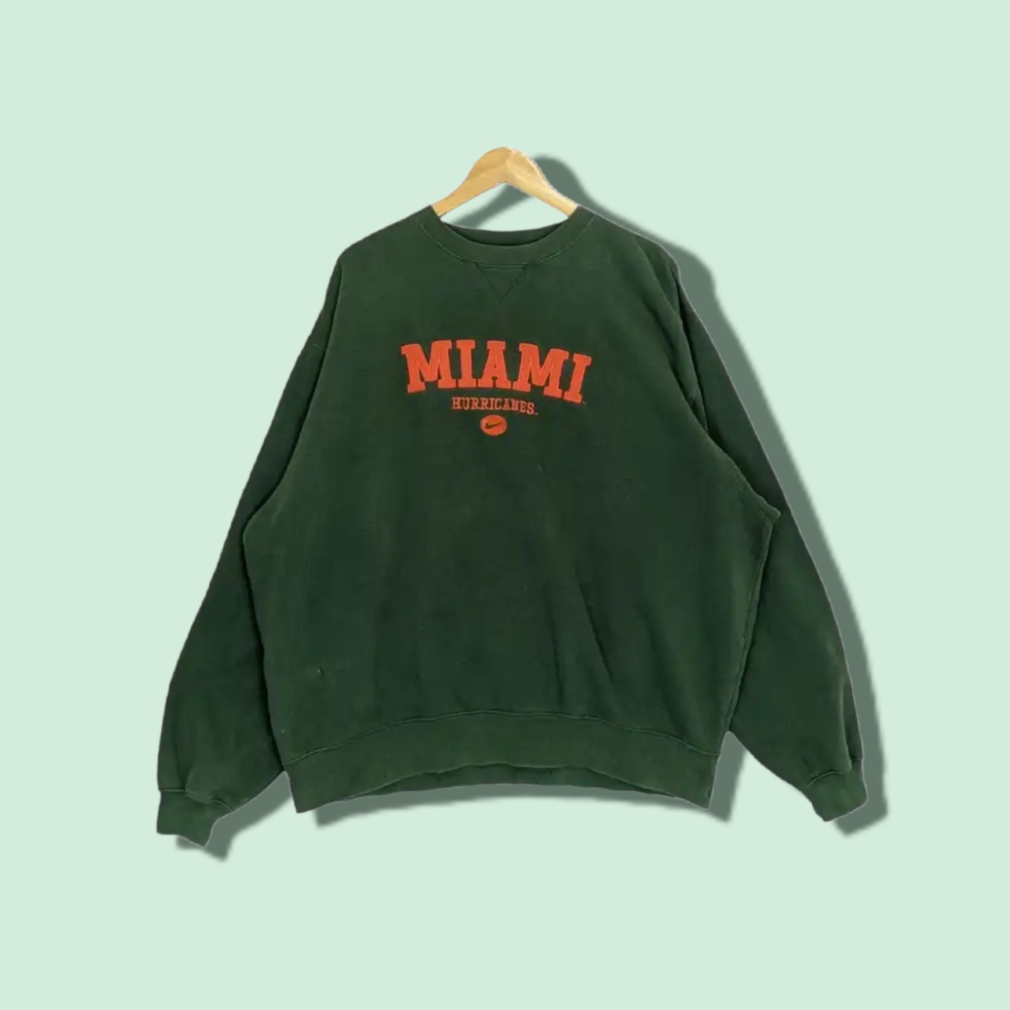 Vintage 00s Green Miami Hurricanes Hoodie - Medium Cotton– Domno