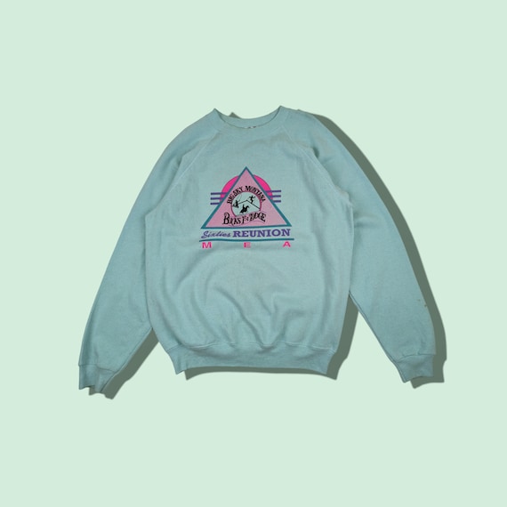 Vintage 80's BIG SKY Montana Rocky Mountain Pullover Jumper Vintage Hanes Sweatshirt Purple Grey Size XL