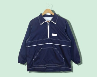 Vintage jaren 2000 COURREGES Napapjiri-stijl trui jas Courreges windjack anorakblauw damesmaat extra groot