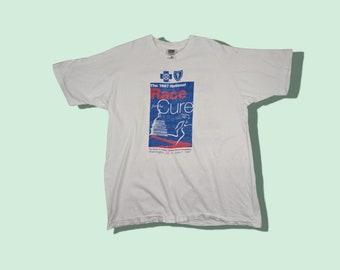 Vintage 1997 FOTL Race For The Cure Marathon Running T-Shirt Vintage Fruit Of The Loom T-Shirt Vintage Tee Single Stitches Tee White Size XL