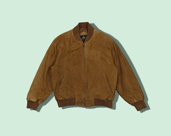 VTG 90s Bullock & Jones Leather Bomber Jacket Sz L - SF Heritage