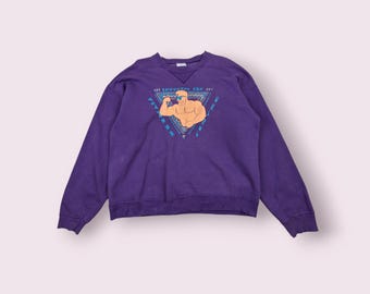 Vintage 90's EDMONTON SUN Gym Fitness Centre Jumper Vintage Tultex Sweatshirt Vintage Edmonton Gym Fitness Pullover Purple Size Large