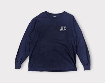 Vintage 80's HANES RV Staff Long Sleeve T-Shirt Vintage Hanes Tee Single Stitches Tee Blue Size Large