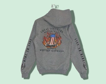 HARLEY DAVIDSON Great Southern Motorcycles Albany Western Australia Hoodie Grey Size Small
