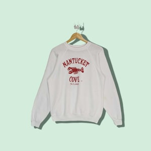 Vintage 80&#39;s Hanes Jumper NANTUCKET COVE St Louis Restaurant Sweatshirt Hanes Crewneck Nantucket Cove Pullover White Size Large
