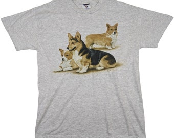 Vintage 90's JERZEES Cute Dog Animal Graphic T-shirt Vintage