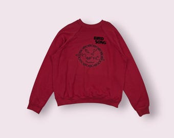 Vintage 90's FUGAWEE Indian Tribe Bird Song Jumper American Indian Sweatshirt Fugawee Tribe Pullover Vintage Tultex Sweater Red Size XL