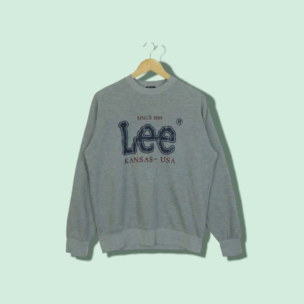 Vintage 2000's LEE Sweatshirt Lee Big Logo Jumper Lee Pullover Vintage Lee Crewneck Lee Sweater Grey Size Large