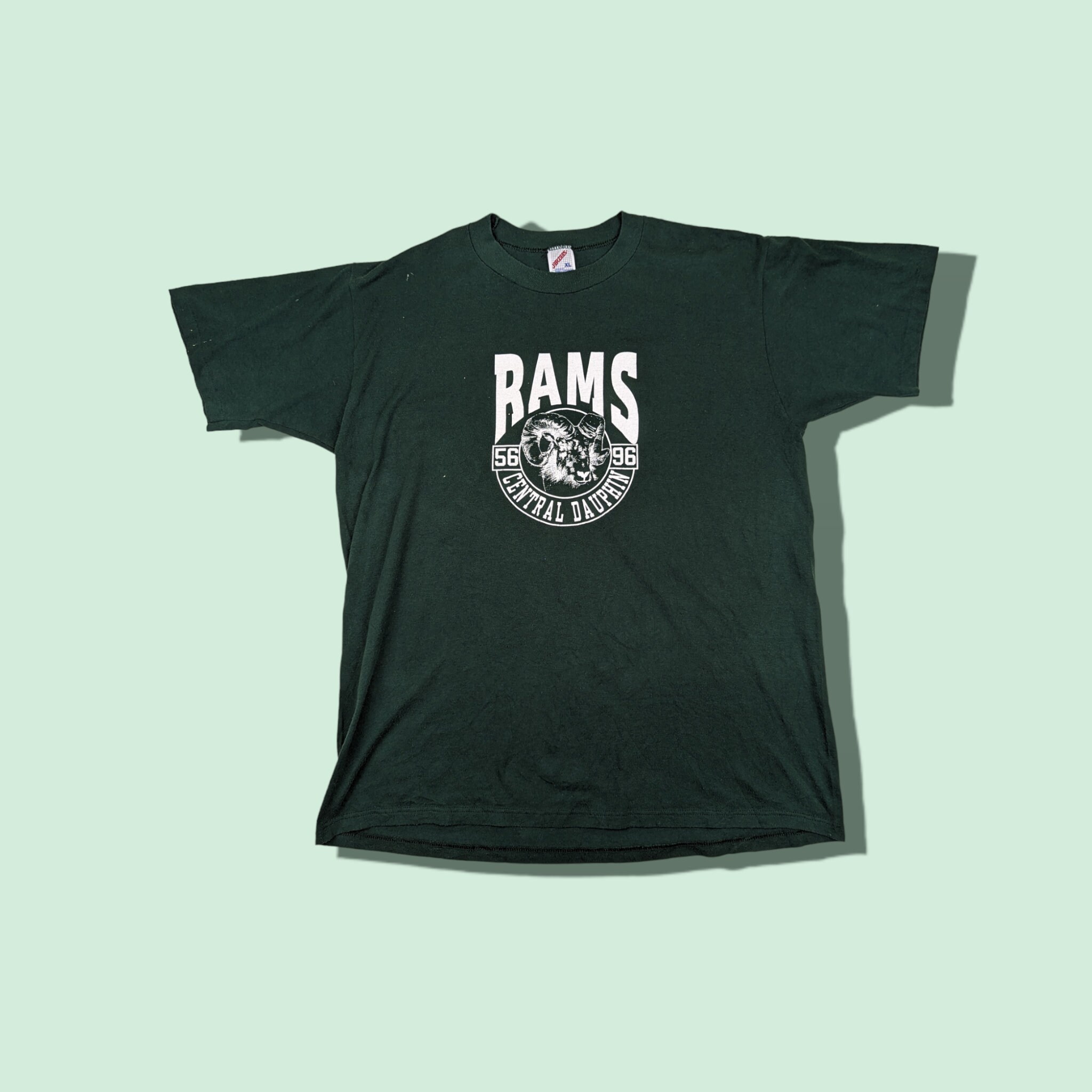 Vintage 90's RAMS Central Dauphin American Football T-Shirt Vintage High School Football Tee Vintage NFL Tee Brown Size XL