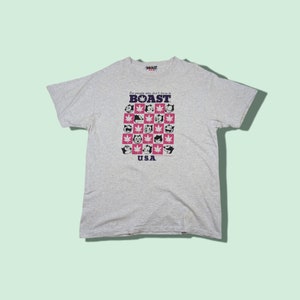 Vintage 1995 BOAST Felix The Cat T-Shirt enkele steken Tee Cartoon T-Shirt Vintage Opscheppen Tee marihuana Bob Marley Tee grijs maat XL