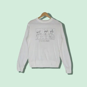 Japan Vintage 2000's Anime DETECTIVE CONAN Manga Sweatshirt Detective Conan Crewneck Conan Jumper Anime Sweater Beige Size Extra Small XS