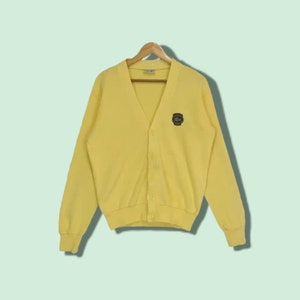 Vintage 90's LACOSTE Retro Style Cardigan Lacoste Jacket Lacoste Vest Lacoste Smart Casual Jacket Vintage Cardigan Amarelo Tamanho Médio