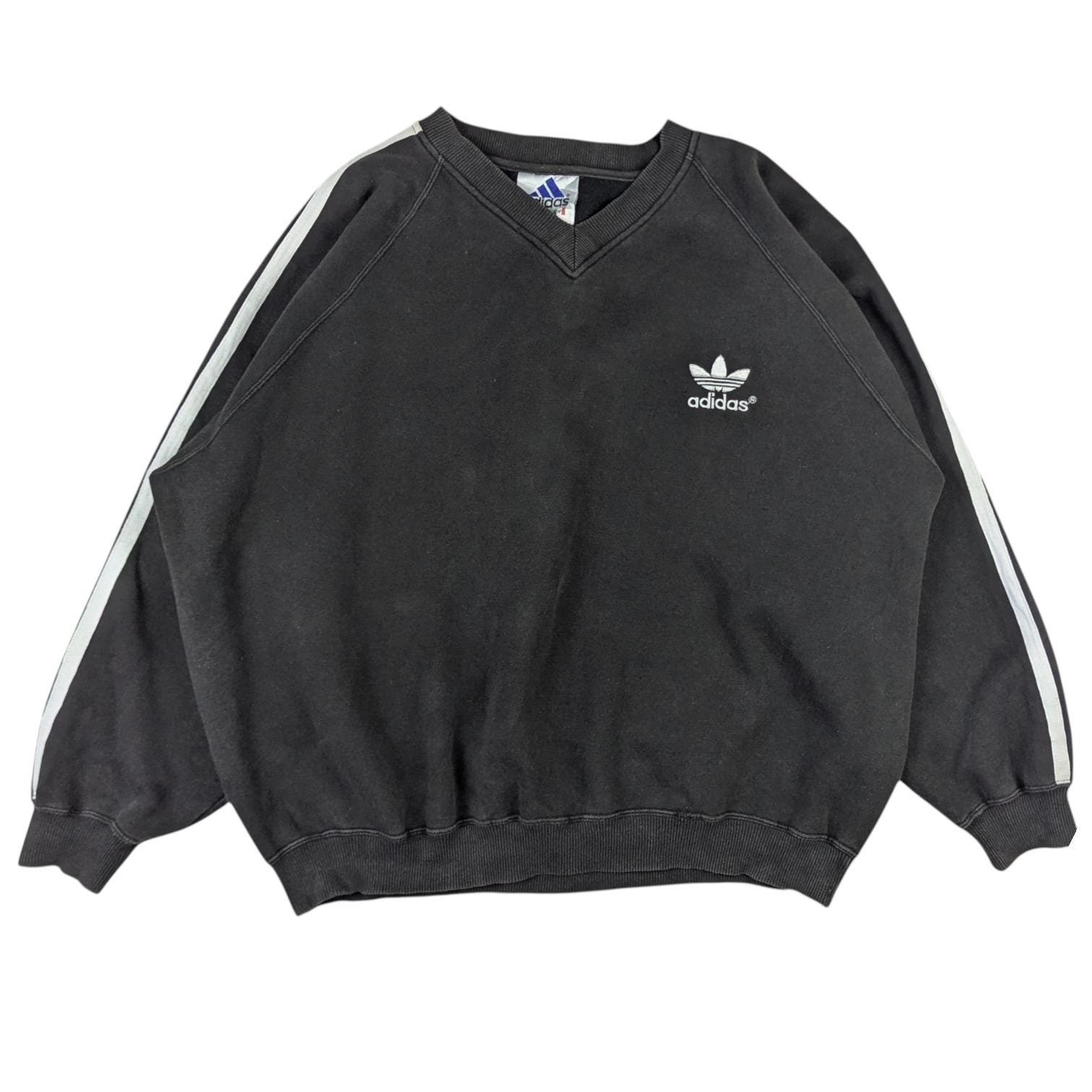 ウェア 90s adidas black pullover Vintage 90's ADIDAS Trefoil Oversize Sweatshirt Adidas Pullover