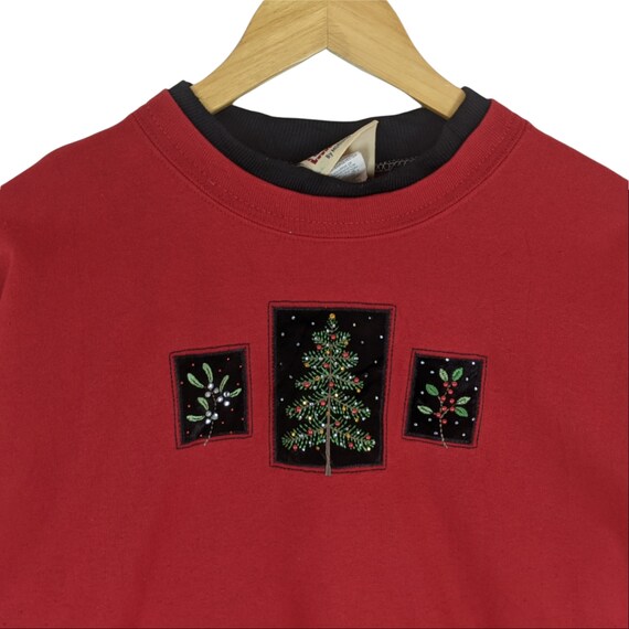 Vintage 90's TOP STITCH Sweatshirt Christmas Tree… - image 4