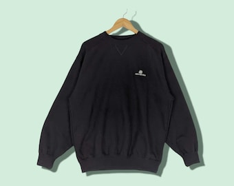 Vintage 2000&#39;s Japan ASICS DEPORTE Sportswear Sweatshirt Asics Jumper Asics Pullover Asics Sweatshirt Asics Crewneck Black Size Large