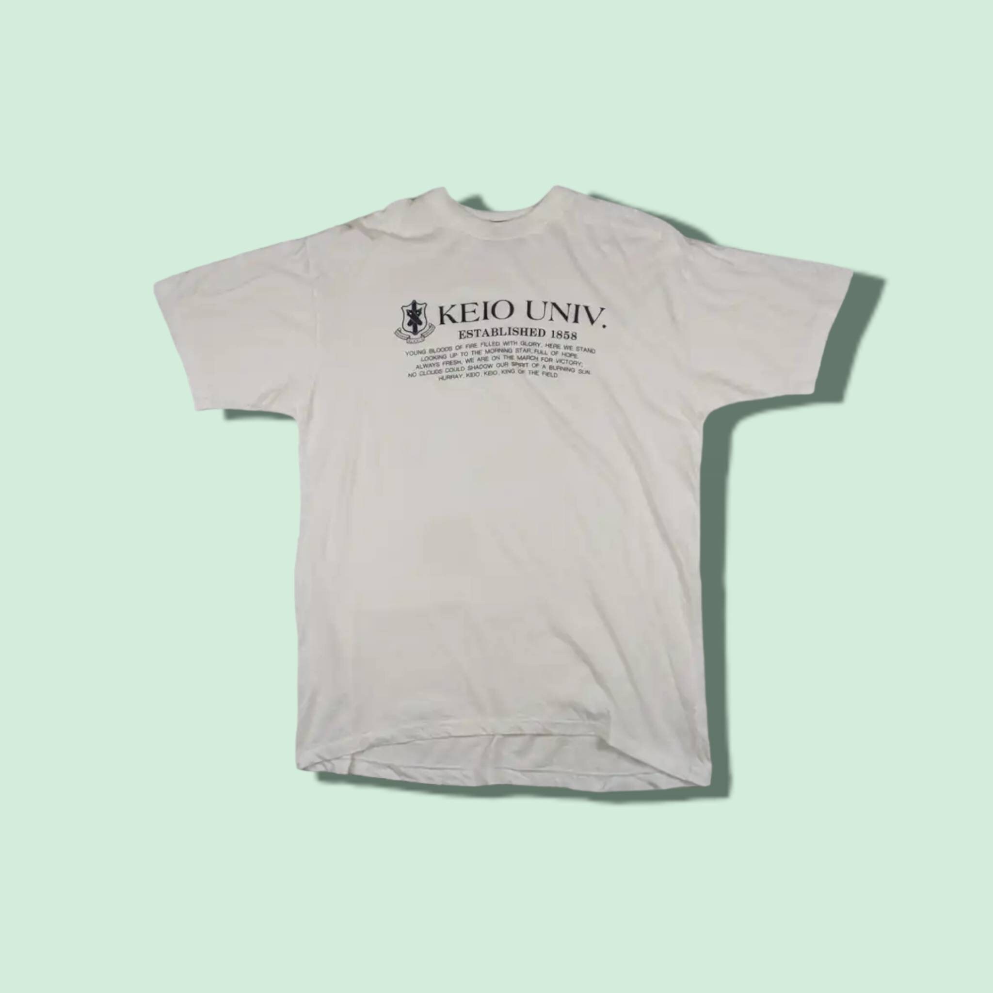 ウェア keio Vintage 90's KEIO UNIVERSITY T-shirt Japan College Tee Single