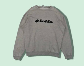 Vintage LOTTO Big Spell Out Sweatshirt Sportswear Pullover Jumper Lotto Crewneck Grey Size XL