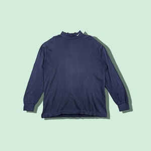 Vintage Y2K NIKE Sportswear Turtleneck Jumper Sweatshirt Navy Purple Size Large