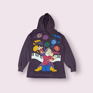 Vintage 2000's WALT DISNEY Grumpy Seven Dwarfs Hoodie Snow White Sweatshirt Disney Pullover Disney Jumper Grey Women Size XL