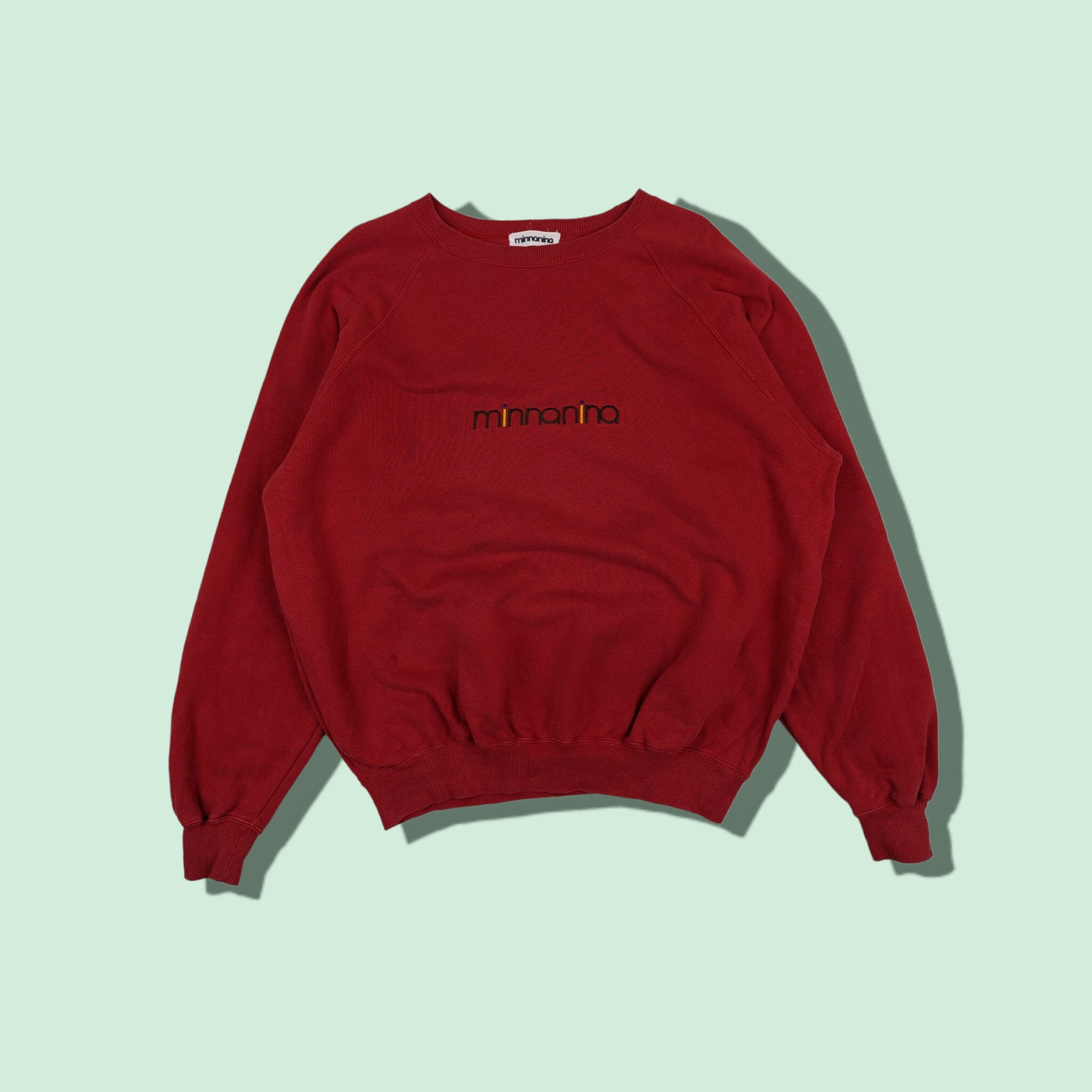 Vintage 80's Japan MINNANINA Spell Out Jumper Sweatshirt Red