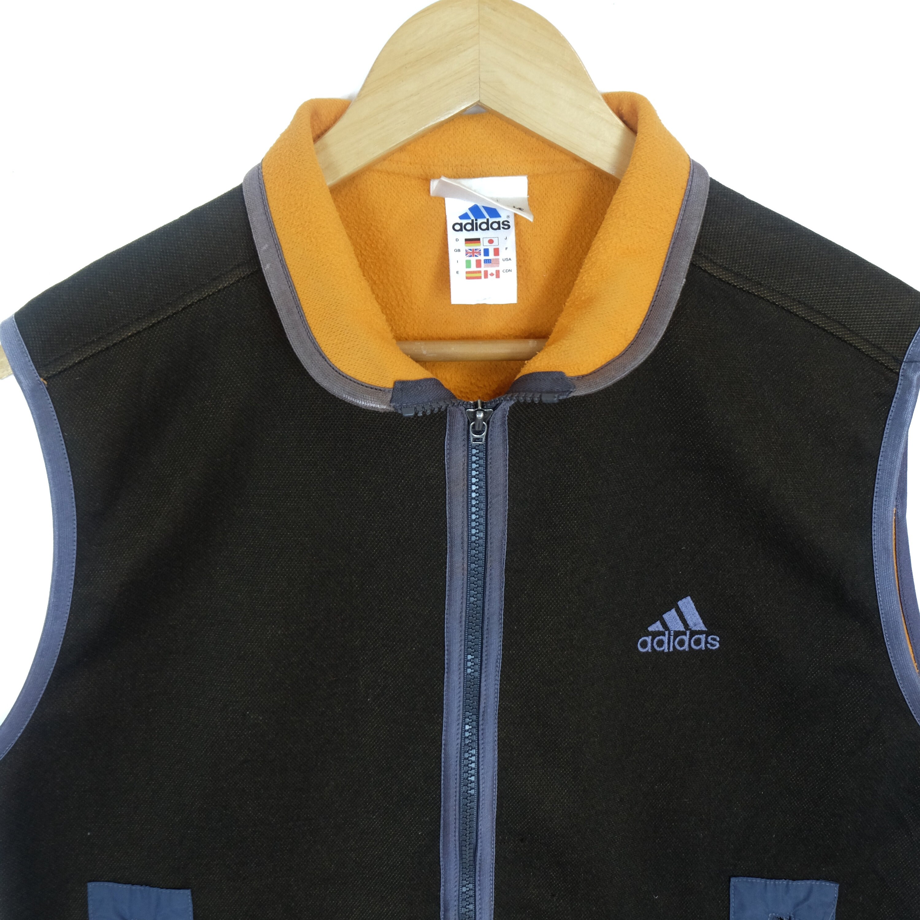 Vintage 90's Adidas Full Zip Reversible Vest Hoodie Mens M