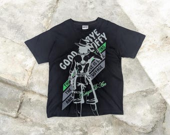 Maglietta vintage anni 2000 ONE PIECE Goodbye Luffy Ace Anime Manga T-shirt Mugiwara Pirate Netflix nera taglia media