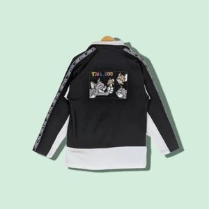 Vintage 90&#39;s TOM & JERRY Tracktop Tom Jerry Tracksuit Tom Jerry Training  Tom Jerry Jacket Cartoon Disney Jacket Black Size Medium
