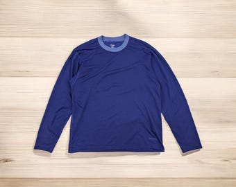 Vintage 2000's PATAGONIA Apilene Hiking Outdoor Long Sleeve T-Shirt Patagonia Long Sleeve Tee Blue Size Medium