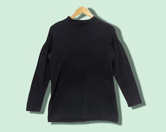 Vintage 90's COMME DES GARCONS Tricot Plain Sweatshirt Cdg Puulover Jumper Black Women Size Medium