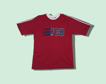 Vintage 2000's ADIDAS FC Bayern Munich Soccer Jersey T-Shirt Bayern Munchen Football Jersey Champion League Jersey Red Size Medium