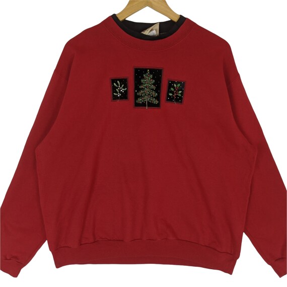 Vintage 90's TOP STITCH Sweatshirt Christmas Tree… - image 2