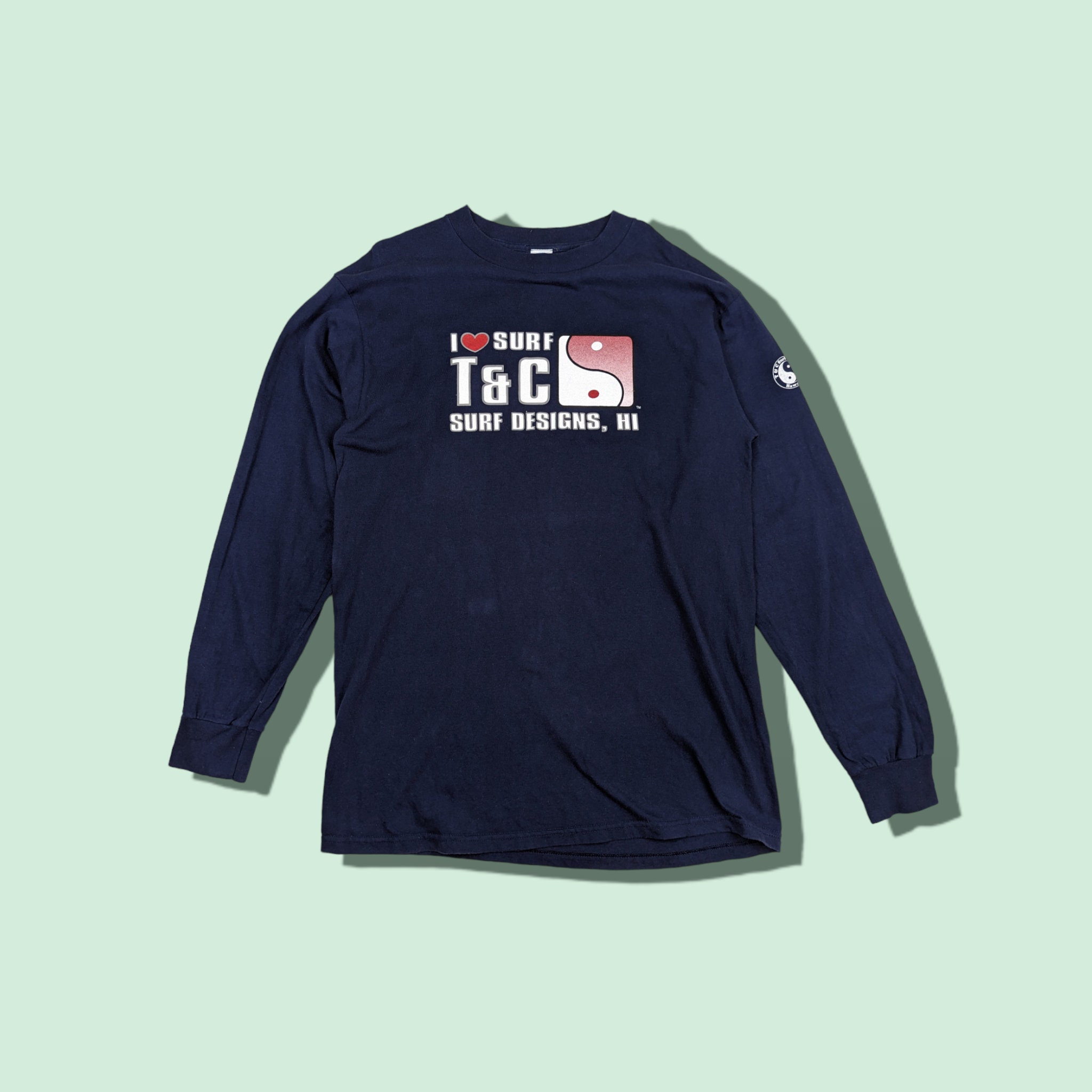 90s T＆C surf boards sweatshirt navy Vintage 90's T&C Surf Designs Big Logo Jumper T and C