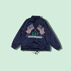 Vintage 90&#39;s GAP Big USA Flag Button Up Windbreaker Jacket Gap Jacket Gap Windbreaker Gap Big Logo Harrington Jacket Navy Blue Size Large