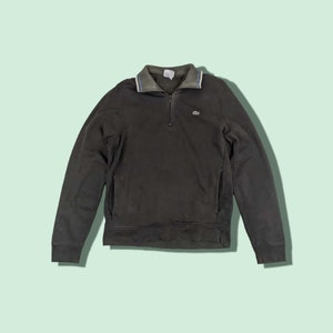 Vintage 90&#39;s LACOSTE Polo Jumper Lacoste Sweatshirt Lacoste Pullover Lacoste Sweter Faded Black Rozmiar M