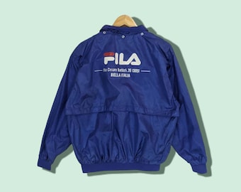 Vintage 90er FILA Big Logo Trainingsjacke Fila Sportswear Windbreaker Trainingsjacke Blau Gr.M