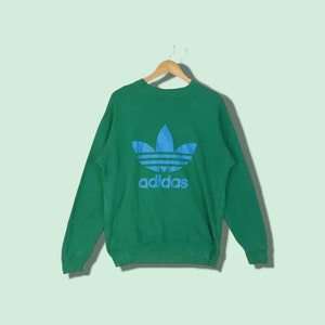 Vintage 2000&#39;s ADIDAS Trefoil Big Logo Sweatshirt Adidas Trefoil Jumper Adidas Trefoil Big Logo Pullover Adidas Sweater Green Size Large