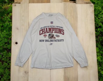 Vintage 2001 NFL AFC Champions New England Patriots T-Shirt Vintage Reebok Tee Vintage Nfl Tee Vintage American Football White Size Medium