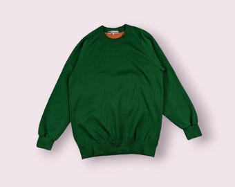 Vintage 80's MIZUNO Plain Green Army Pullover Jumper Vintage Mizuno Sweatshirt Japan Sportswear Crewneck Green Size Medium